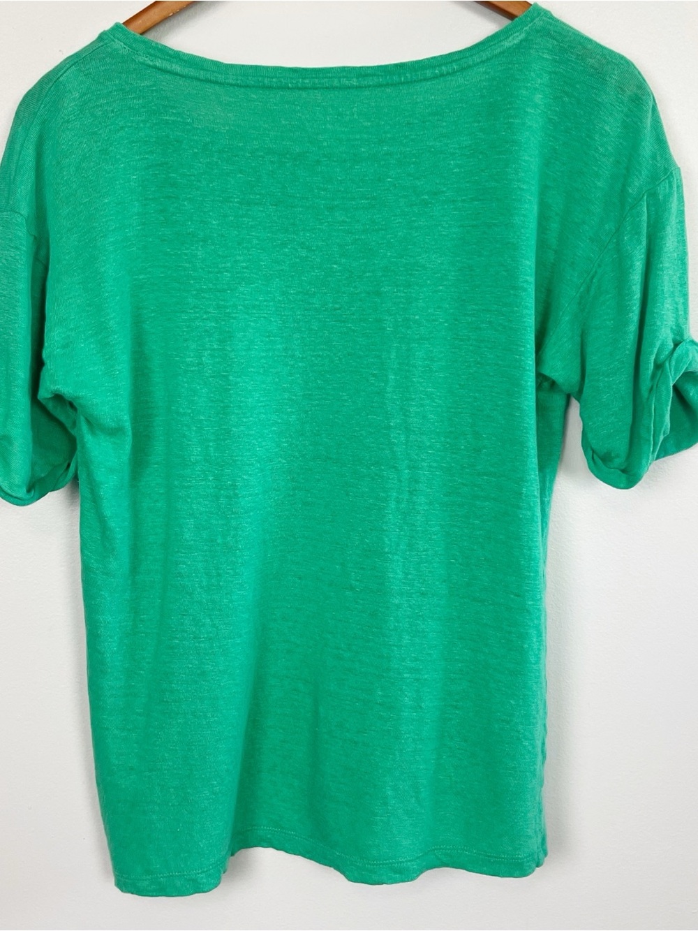 J.Crew Linen Tee – Bright Green 100% Linen Short Sleeve Top | Size Small - Picture 5 of 6